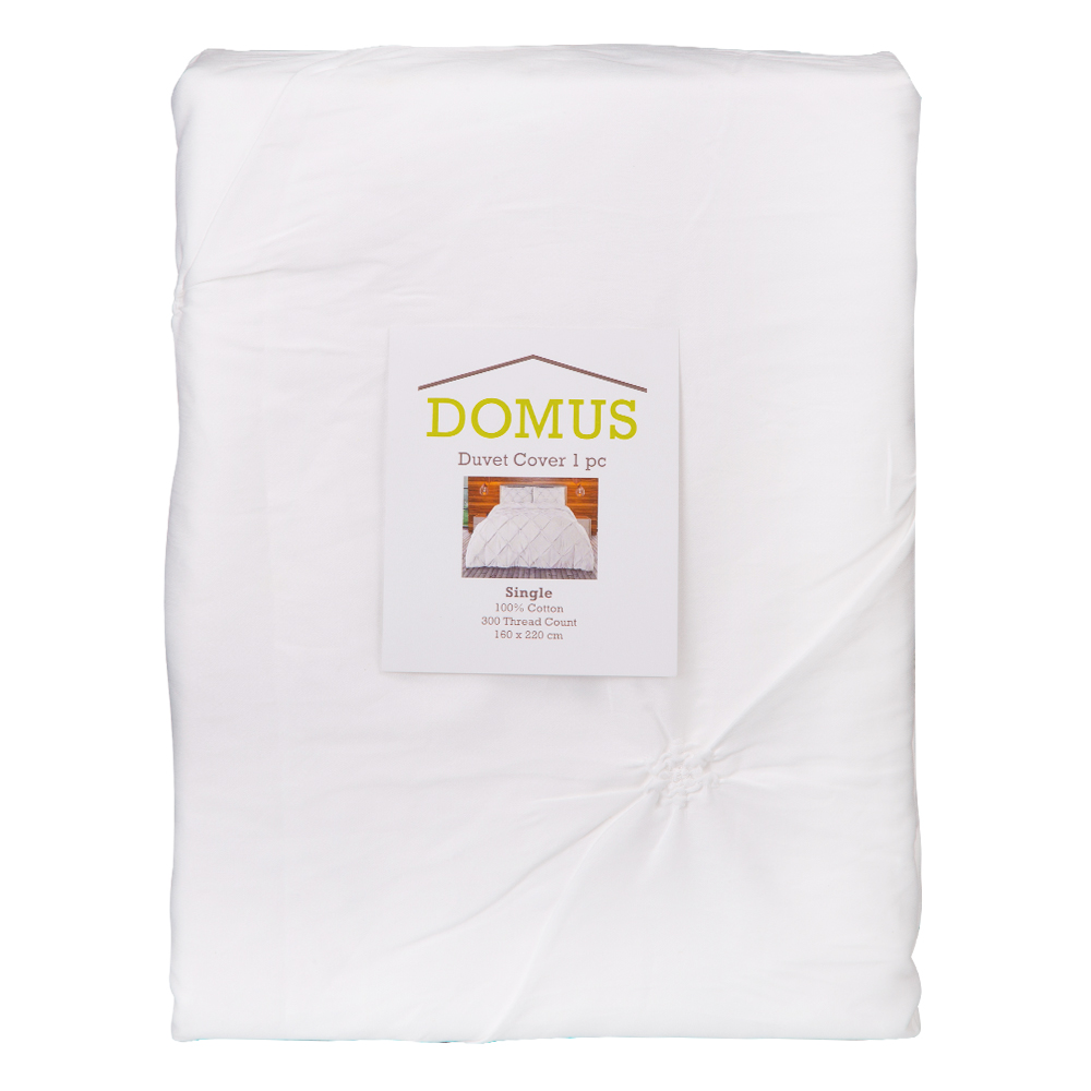 Domus: Single Duvet Cover: 1pc: Pinch Pleats; (160×220)cm, White 1