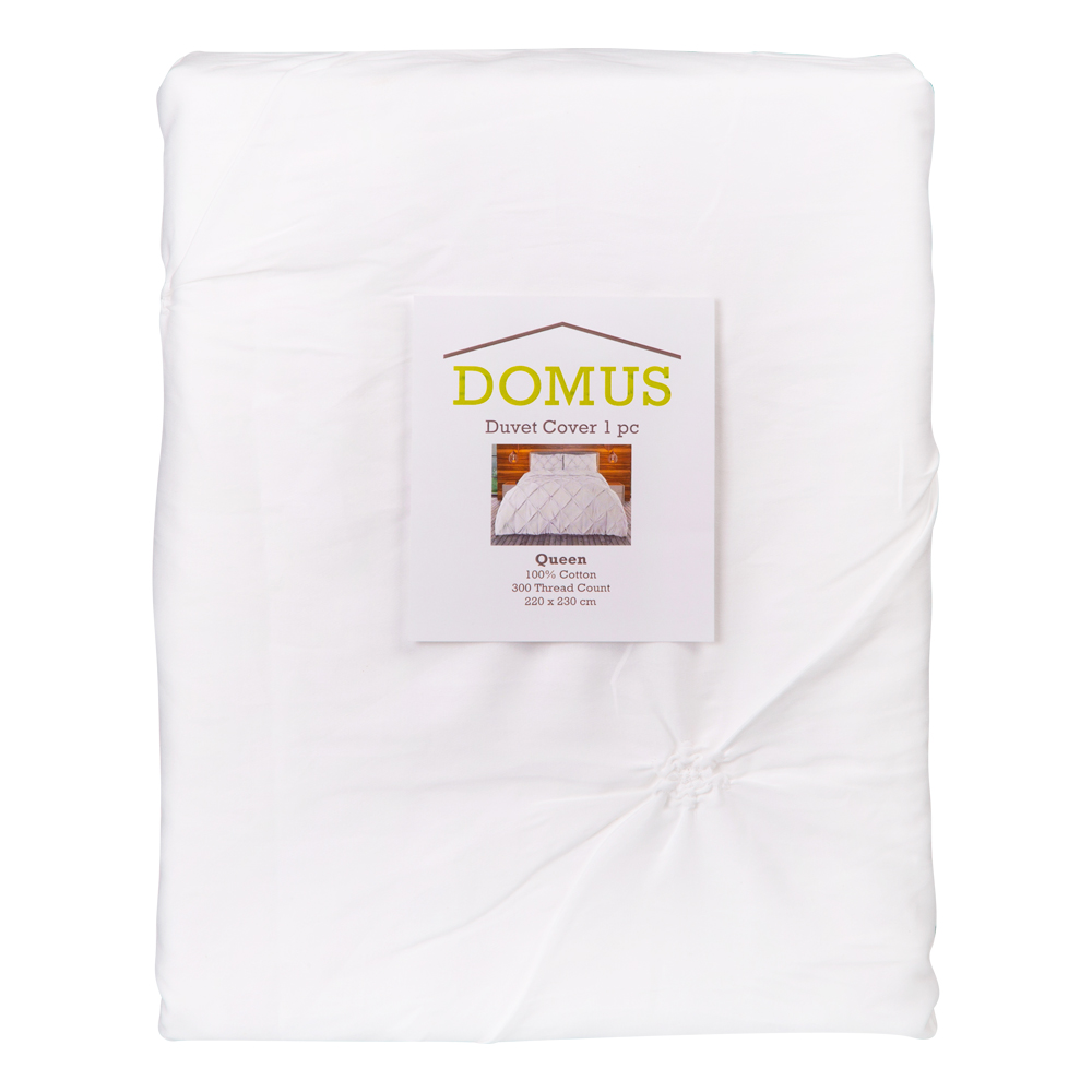 Domus: Queen Duvet Cover: 1pc: Pinch Pleats; (220×230)cm, White 1