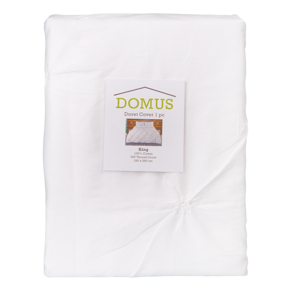 Domus: King Duvet Cover: 1pc: Pinch Pleats; (240×260)cm, White 1