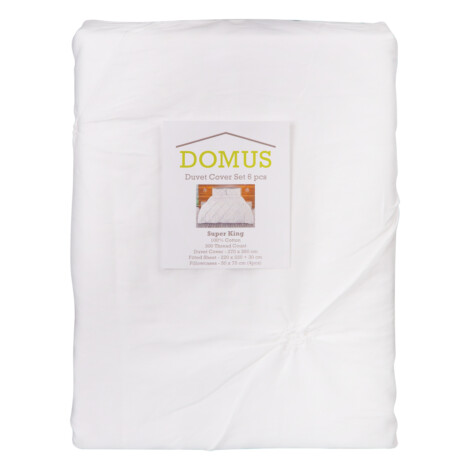 Domus: Quilt Cover Set, 6pc; Pinch Pleats; Super King, White 1