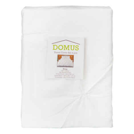 Domus: Quilt Cover Set, 4pc; Pinch Pleats; King, White 1