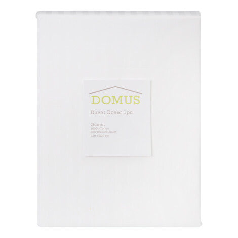 Domus: Queen Duvet Cover: 1pc: 1cm Striped; (220×230)cm, White 1
