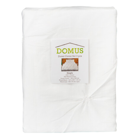 Domus: Quilt Cover Set, 3pc; Pinch Pleats; Single, White 1