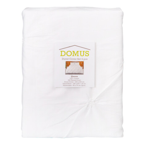 Domus: Quilt Cover Set, 4pc; Pinch Pleats; Queen, White 1