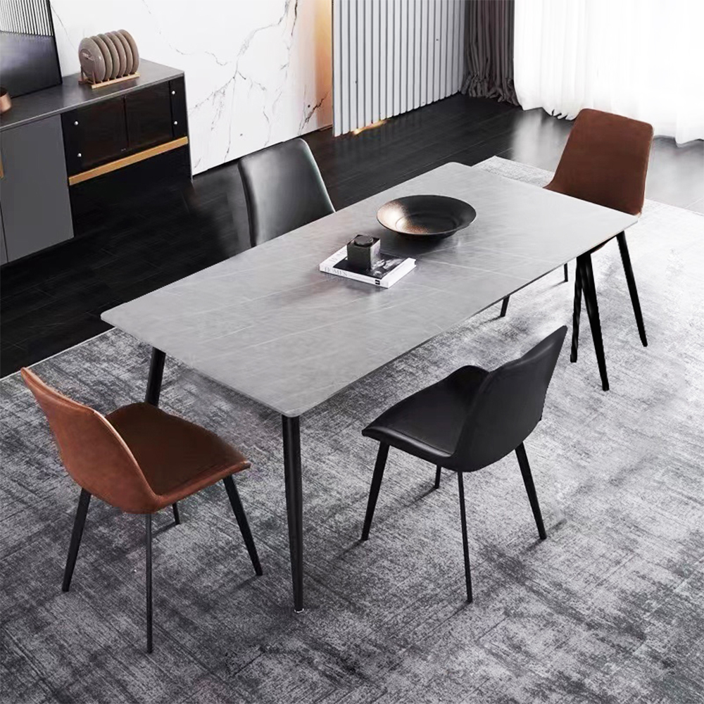 Sintered Stone Dining Table; (1.5x0.9)Mts + 4 Side Chairs, Armani Grey/Grey