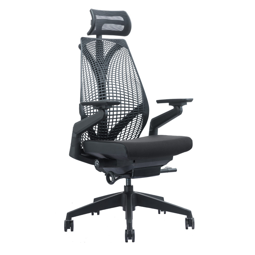 High Back Ergonomic Office Chair With Head Rest PU/ Soft Rubber, Black 1