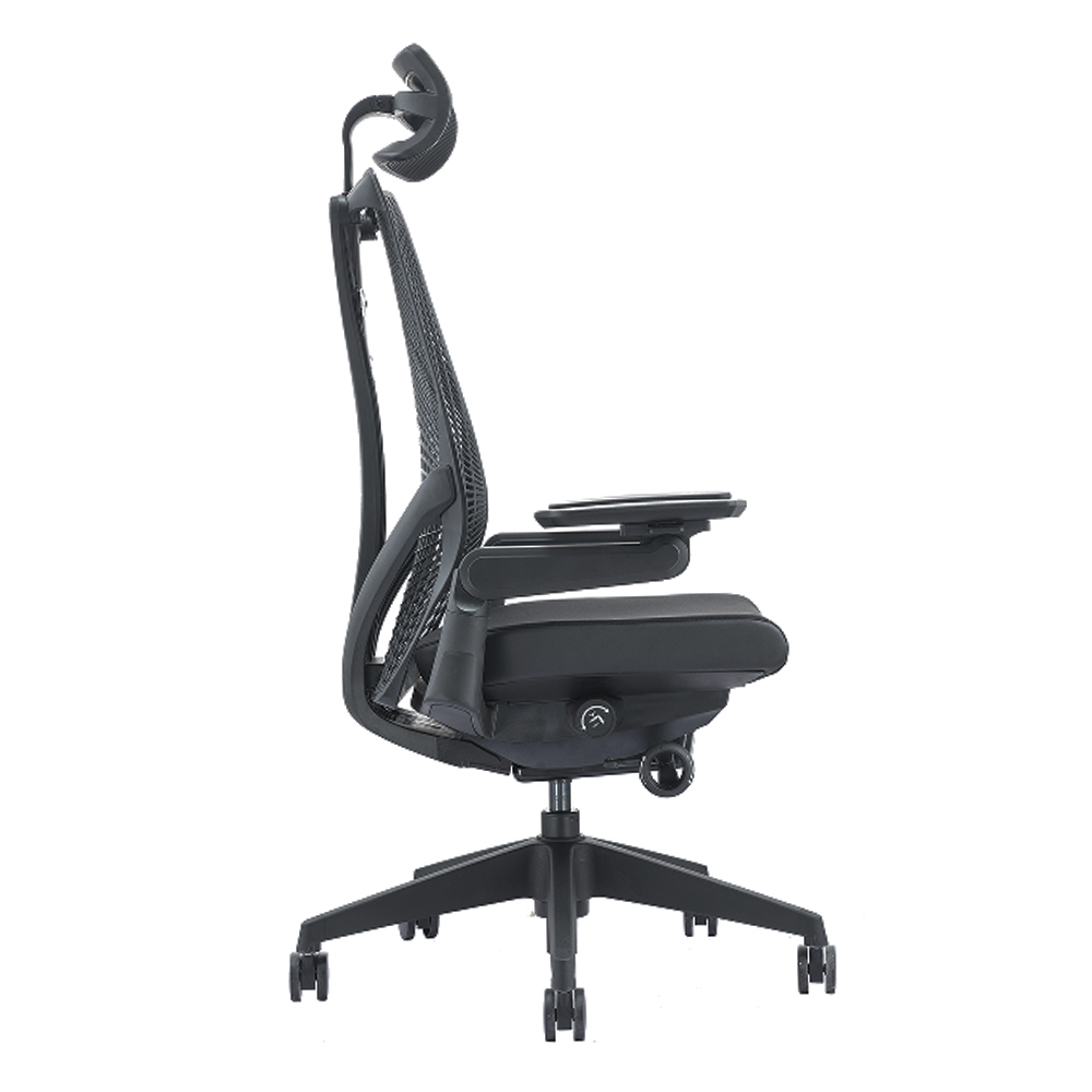 High Back Ergonomic Office Chair With Head Rest PU/ Soft Rubber, Black