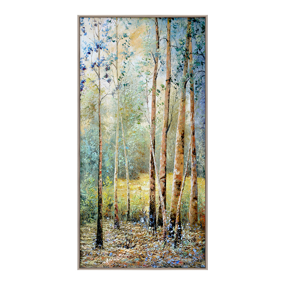 Forest Trees Oil/Printed Painting + Frame; (80x160)cm