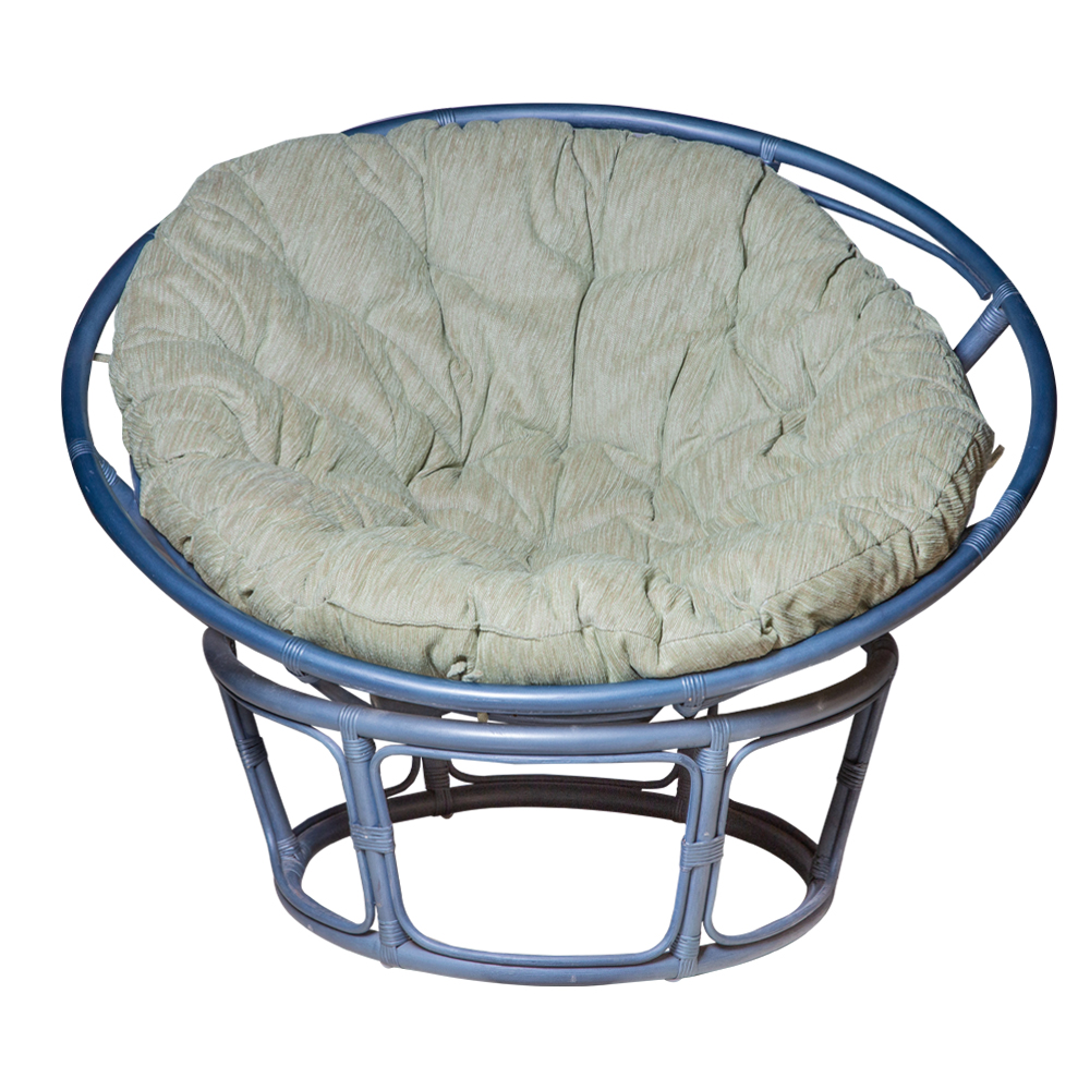 Rattan Furniture: Standard Papasan Chair with Cushion, Serenity Blue
