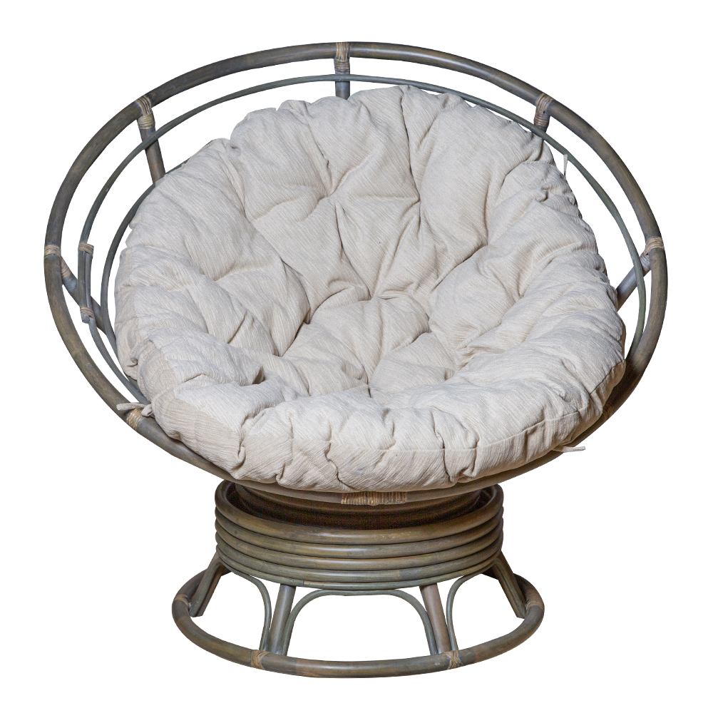 Rattan Furniture: Swivel Rocker Papasan Chair, Grey Matt 1