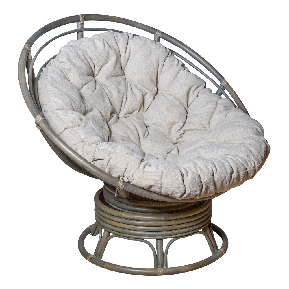 Rattan Furniture: Swivel Rocker Papasan Chair, Grey Matt