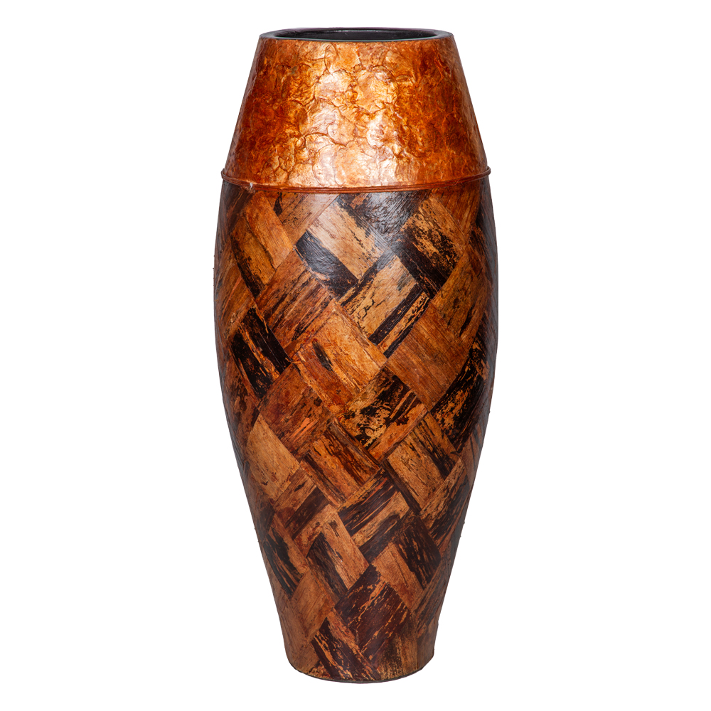 Terracota Vase; Banana Bark With Seashell