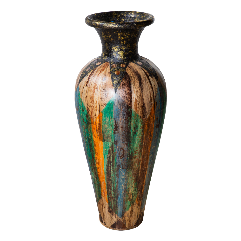 Terracota Vase; Banana Bark With Seashell, Large 1