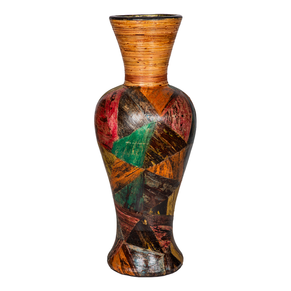 Terracota Vase; Banana Bark With Rattan, Large