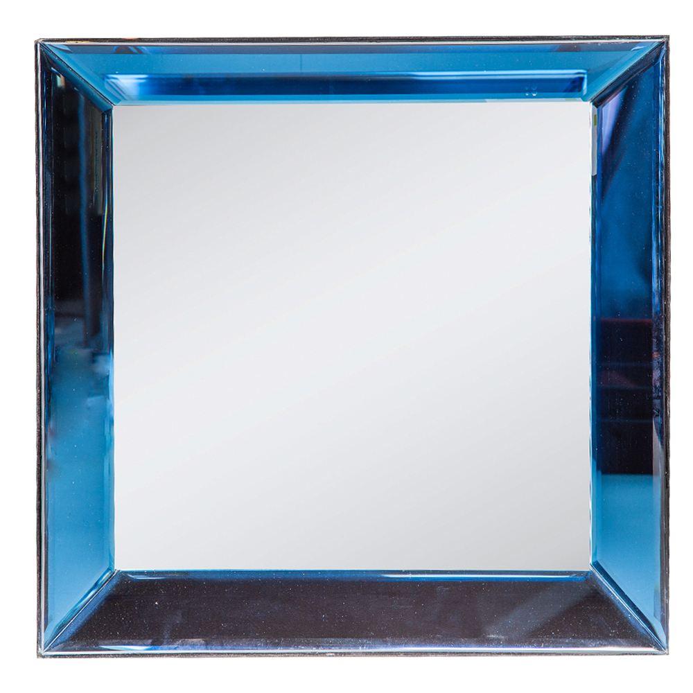 Square Wall Mirror With Frame; (40×40)cm, Blue 1