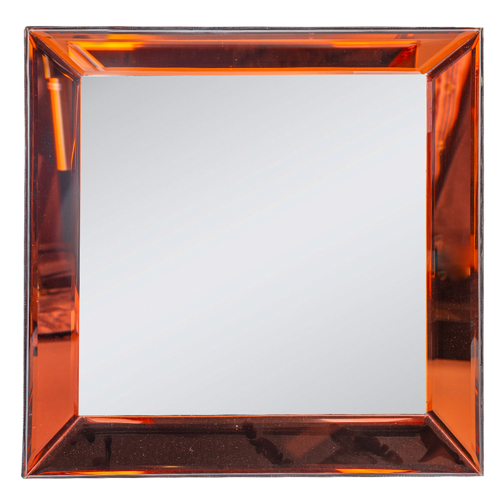 Square Wall Mirror With Frame; (40×40)cm, Red 1