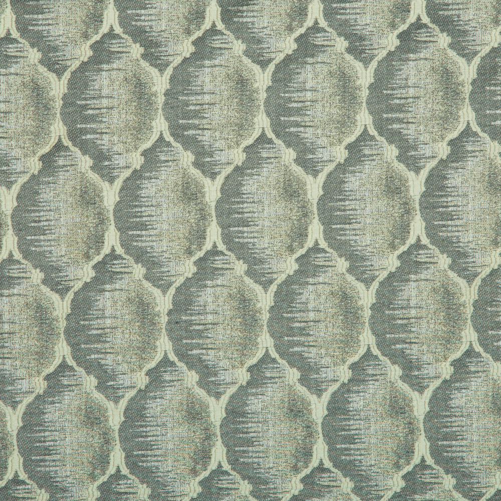 Mysore Collection: Neptune Quatrefoil Pattern Polyester Fabric; 280cm, Blueish Silver 1