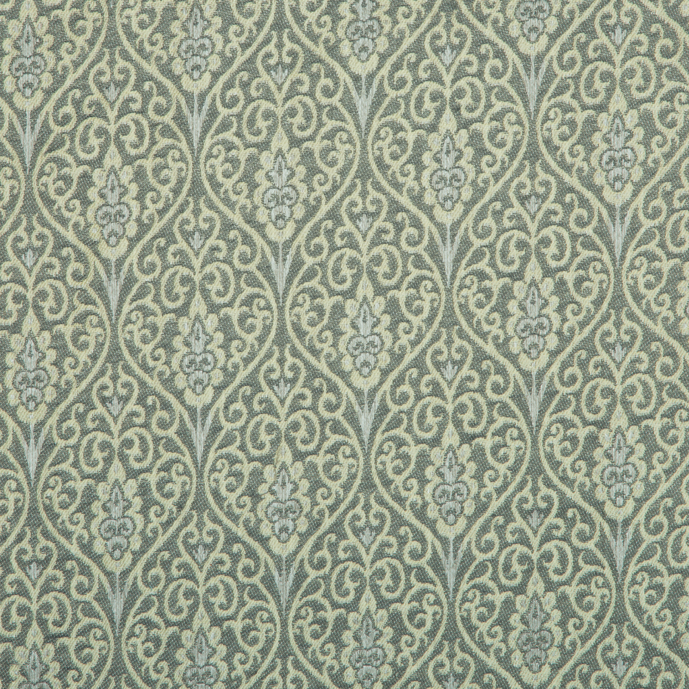 Mysore Collection: Neptune Damask Pattern Polyester Fabric; 280cm, Blueish Silver 1