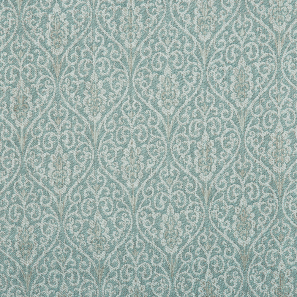 Mysore Collection: Neptune Damask Pattern Polyester Fabric; 280cm, Light Blue 1