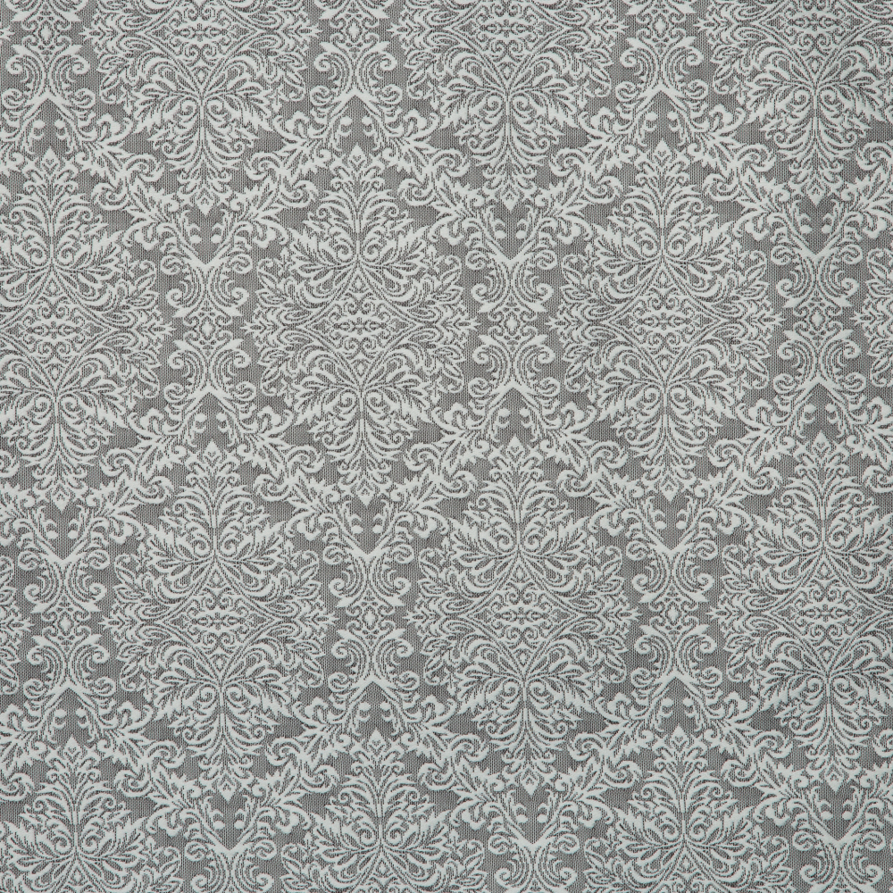 Newton Collection: Floral Diamond Damask Curtain Fabric; 288cm, Spanish Grey 1