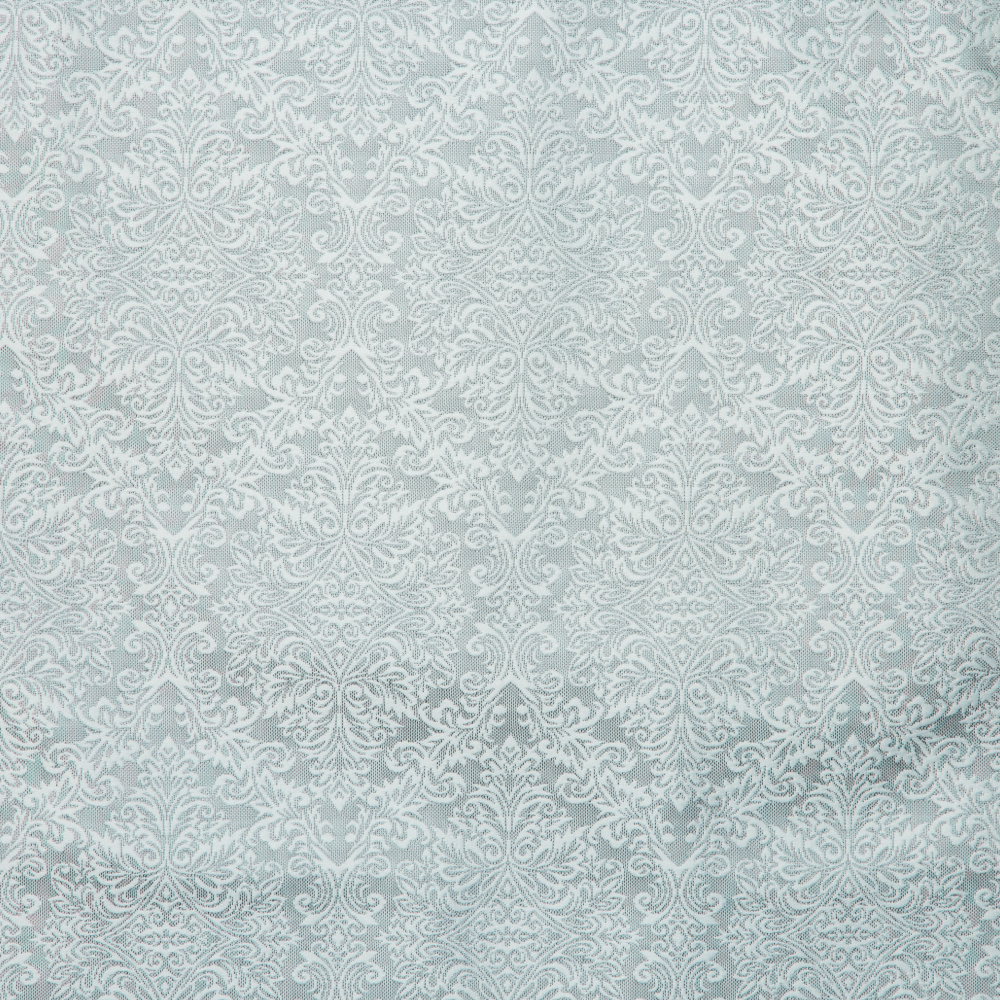 Newton Collection: Floral Diamond Damask Curtain Fabric; 288cm, Pastel Blue 1