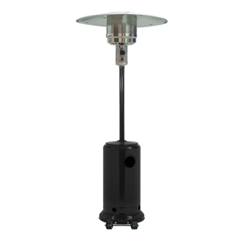 Black Stand Patio LPG Heater With Grey Cover 1