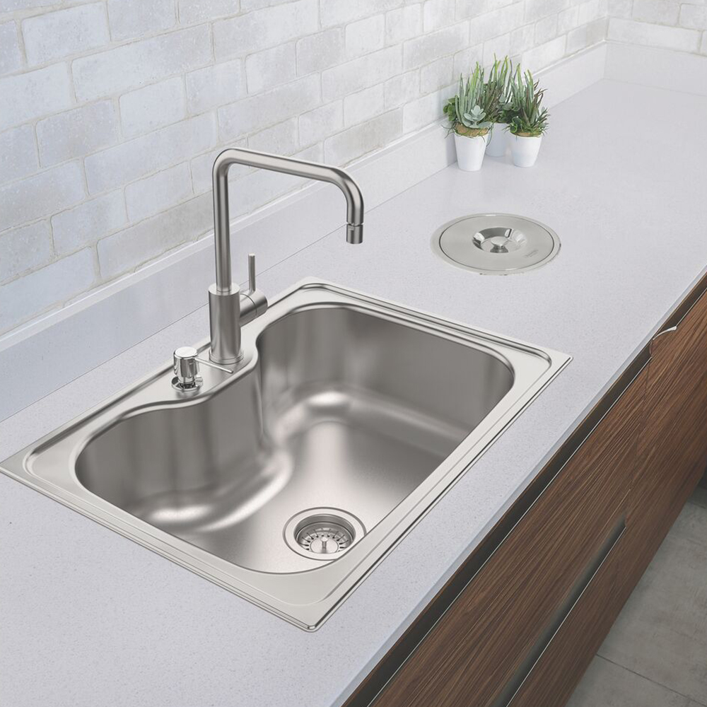 Morgana 60FX Stainless Steel Inset Kitchen Sink; Single Bowl, (69x49)cm + Waste