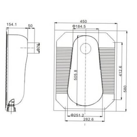 Tapis: Stainless Steel WC Pan, Squatting Type; (58x45)cm