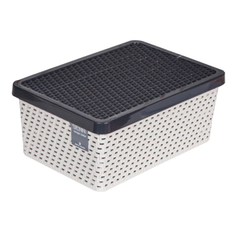 Senn Storage Basket With Lid, Grey/Dark Grey 1