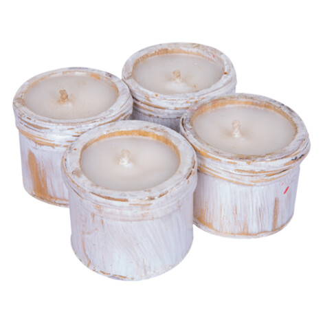 Bamboo Candle Set; 4pcs 1
