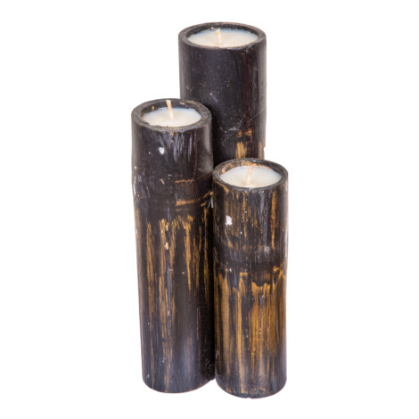 Bamboo Candle Set; 3pcs, Black 1