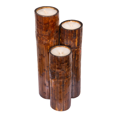 Bamboo Candle Set; 3pcs, Brown 1