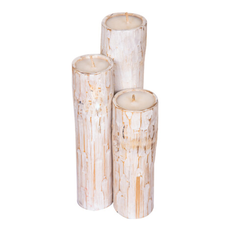 Bamboo Candle Set; 3pcs, White 1