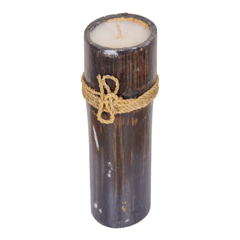 Bamboo Candle With Rope; 25cm, Black Wash 1