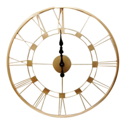 Golden Powder Coated Round Wall Clock; (61X61)cm, Gold 1