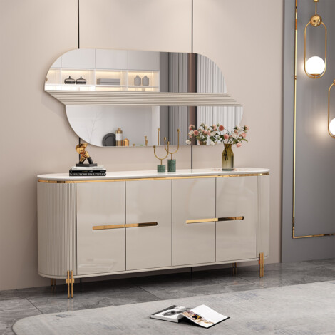Dining Cabinet; (180x40x80)cm  + Wall Mirror; (160×2