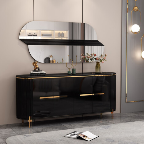Dining Cabinet; (180x40x80)cm + Wall Mirror; (160×2
