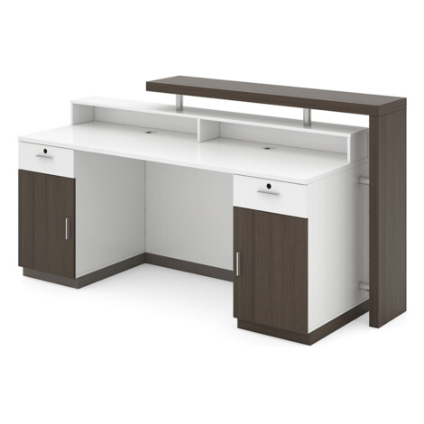 Reception Desk; (180x60x105)cm, King Walnut/White