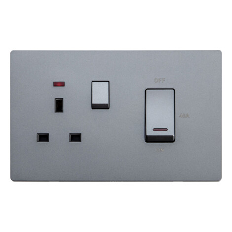 Domus: 45A Cooker Switch With 13A Socket, 250V, Grey 1