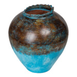 Gucci Leher Ornament Vase; (45x50)cm, Blue/Antique