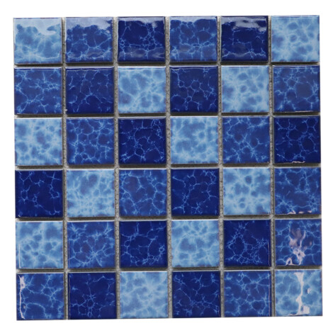 G44 Mix: Glossy Mixed Blue Porcelain Mosaic Tile; (30.6×30