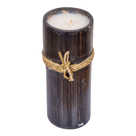 Bamboo Candle With Rope; 20cm, Black Wash 1