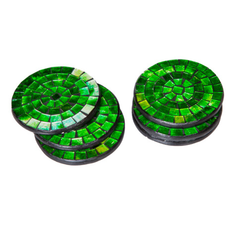 Decorative Round Coaster Set; 6pcs, Green 1