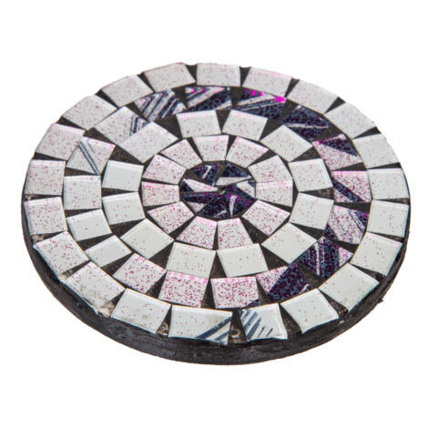 Decorative Round Coaster Set; 6pcs, White/Black