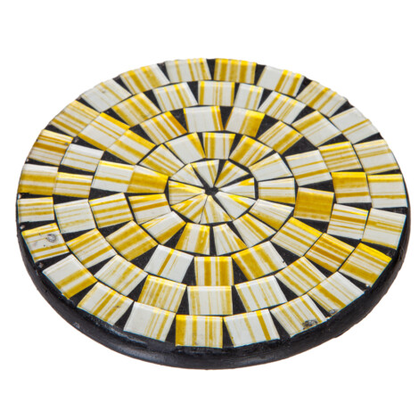 Decorative Round Coaster Set; 6pcs, White/Gold