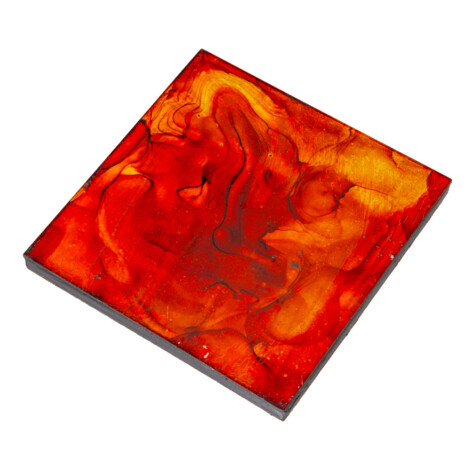 Decorative Square Ceramic Coaster Set; 6pcs, Orange
