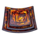 Decorative Batik Curved Plate Set; 3pcs, Brown