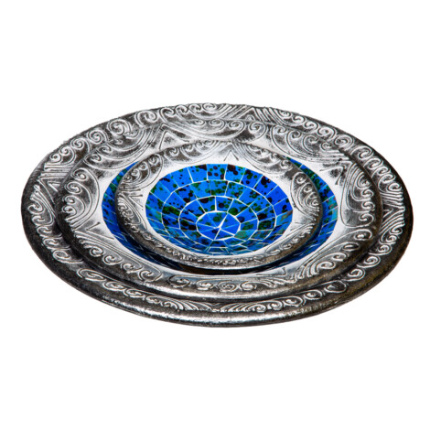 Decorative Big Round Plate-3pcs Set, Blue