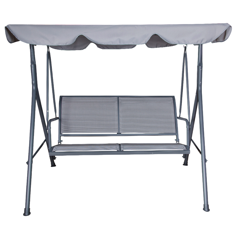 Garden Furniture: Steel Swing Chair 2 Seater; (108x162x155)cm, Grey