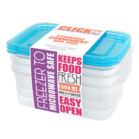 Food Container Set-600ml; 3Pcs, Blue 1